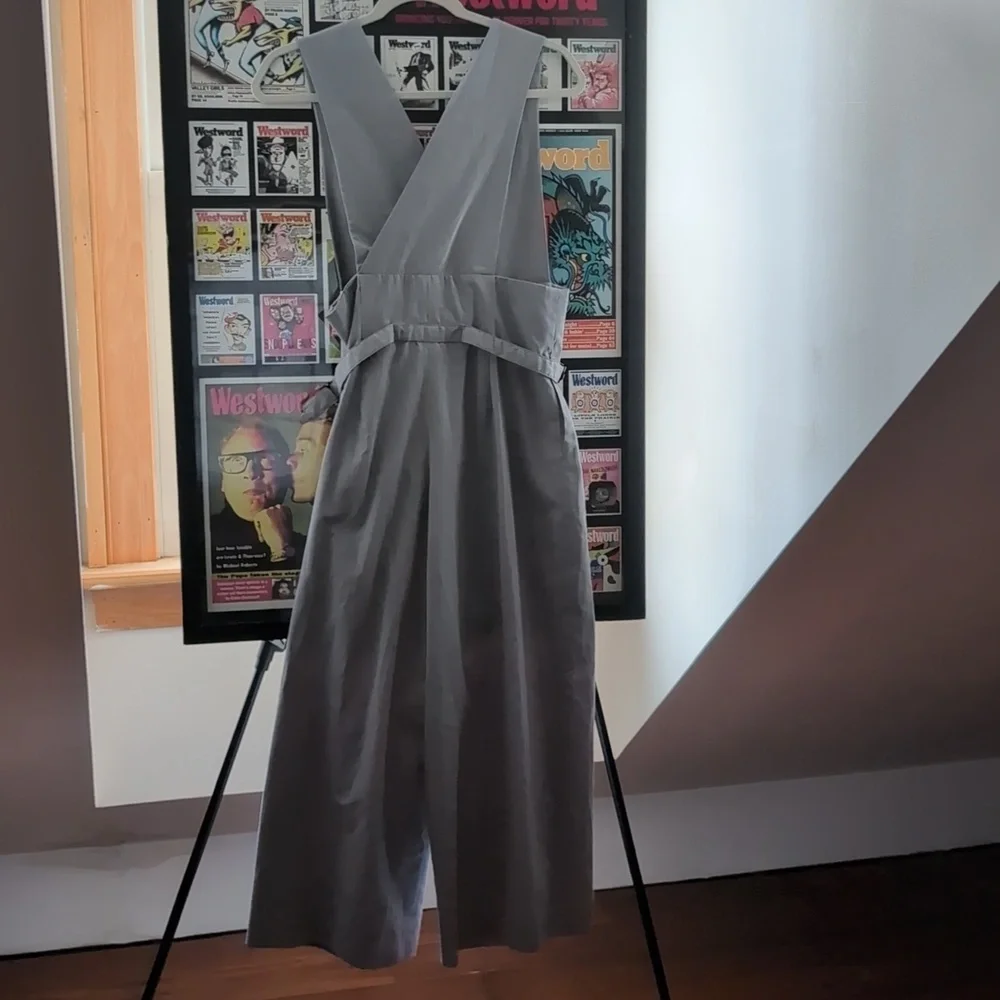 Misty Lane - Vintage 1970s Stylish Gray Buttoned Jumpsuit - Picture 7 of 14